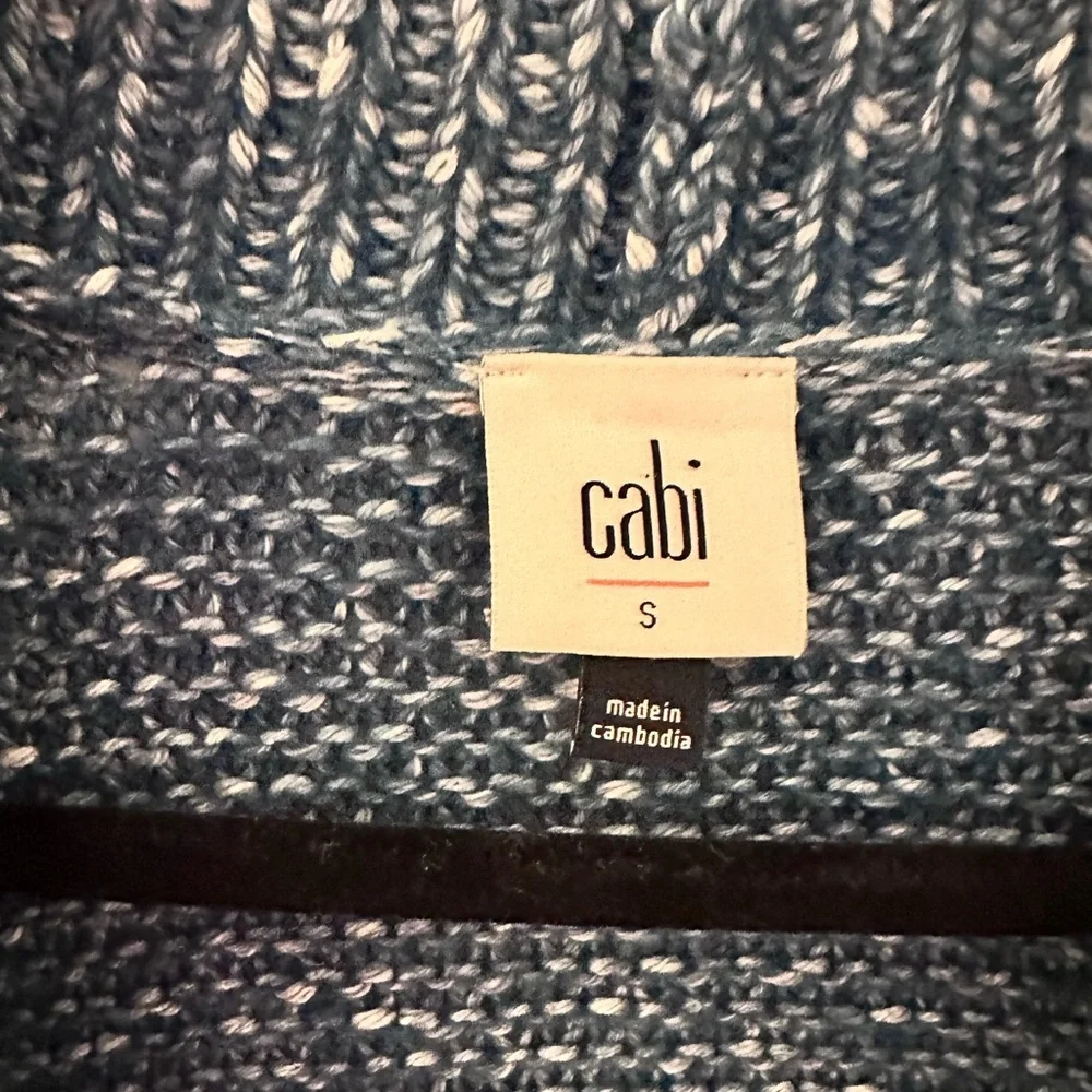 CABI Astral S #4095 Celestial Blue chunky cable knit crop cotton woman cardigan